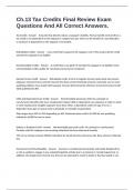 Ch&period;13 Tax Credits Final Review Exam Questions And All Correct Answers&period;