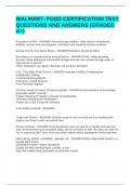 WALMART- FOOD CERTIFICATION TEST QUESTIONS AND ANSWERS &lpar;GRADED A&plus;&rpar;