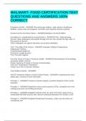 WALMART- FOOD CERTIFICATION TEST QUESTIONS AND ANSWERS 100&percnt; CORRECT