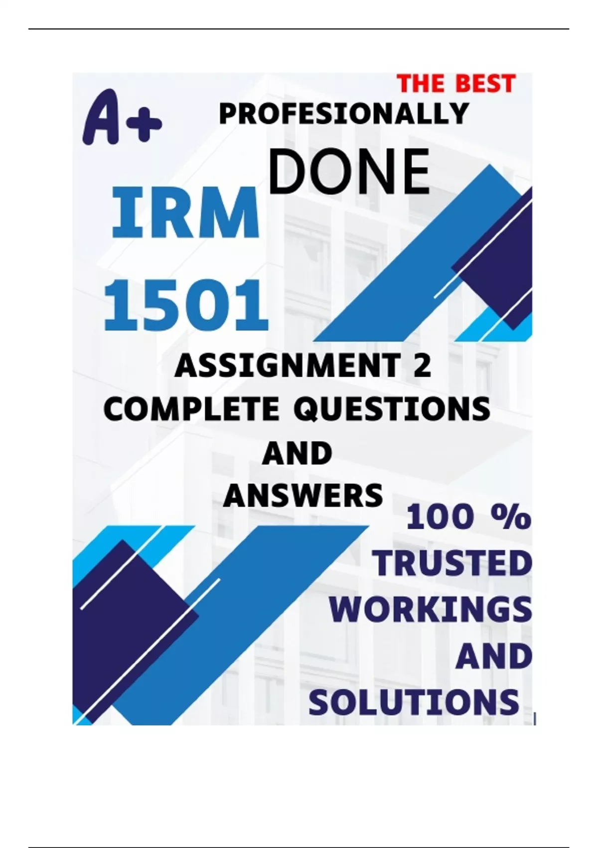 IRM1501 Assignment 2 (COMPLETE ANSWERS) Semester 1 2025 - DUE April ...