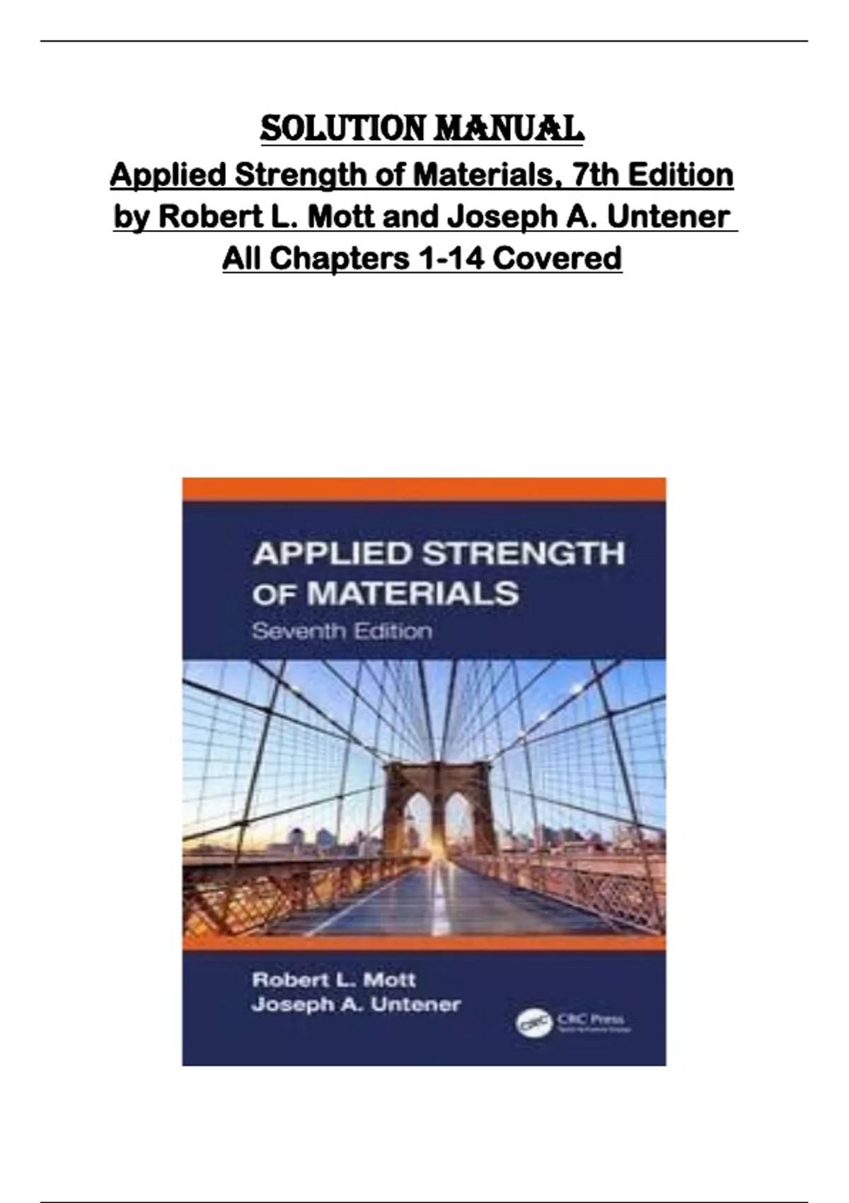 Solution Manual for Applied Strength of Materials, 7th Edition by ...