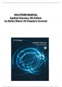 Solutions Manual  for  Applied Calculus&comma; 8th Edition  by Stefan Waner All Chapters Covered