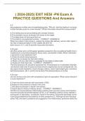 &lpar; 2024-2025&rpar; EXIT HESI -PN Exam A  PRACTICE QUESTIONS And Answers