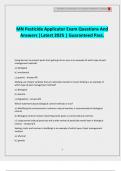 MN Pesticide Applicator Exam Questions And Answers &vert;Latest 2025 &vert; Guaranteed Pass