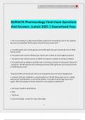 NUR2474 Pharmacology Final Exam Questions And Answers &vert;Latest 2025 &vert; Guaranteed Pass&period;