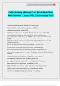 Publix Bakery Manager Test Exam Questions And Answers &vert;Latest 2025 &vert; Guaranteed Pass&period;