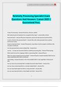 Relativity Processing Specialist Exam Questions And Answers &vert;Latest 2025 &vert; Guaranteed Pass&period;