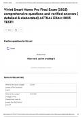 Vivint Smart Home Pro Final Exam &lpar;2025&rpar; comprehensive questions and verified answers &lpar; detailed & elaborated&rpar; ACTUAL EXAM 2025 TEST&excl;&excl;