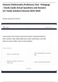 Ontario Mathematics Proficiency Test - Pedagogy &sol; Study Guide Actual Questions and Answers &lpar;A&plus; Guide Solution&rpar; Newest 2025&sol;2026