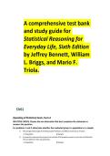 Statistical Reasoning for Everyday Life 6th Edition &ndash; Bennett&comma; Briggs & Triola &ndash; Complete Test Bank and Study Guide