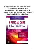 Critical Care Nursing Diagnosis and Management 10th Edition &ndash; Urden&comma; Stacy&comma; Lough & Sanchez &ndash; Complete Test Bank with Answers