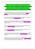 Nevada Life and Health License Exam Prep Questions Latest Update 2025-2026 Actual Exam 330 Questions with 100&percnt; Verified Correct Answers Guaranteed A&plus; Verified by Professor