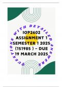 IOP2602 Assignment 1 Semester 1 2025 &lpar;151985 &rpar; - DUE 19 March 2025
