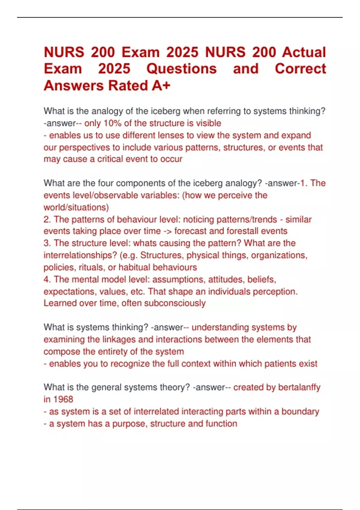 NURS 200 Exam 2025 NURS 200 Actual Exam 2025 Questions and Correct ...