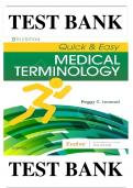TEST BANK FOR Quick & Easy Medical Terminology 9th Edition by Peggy C&period; Leonard &comma; ISBN&colon; 9780323595995 &vert;&vert; Complete Guide A&plus;