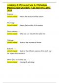 Anatomy & Physiology ch&period; 1&comma; Thibodeau Patton Exam Questions And Answers Latest 2025&period;docx