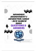 MNM2615 Assignment 1 Semester 1 2025 - DUE March 2025