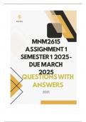 MNM2615 Assignment 1 Semester 1 2025 - DUE March 2025