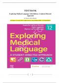Test Bank for Exploring Medical Language 12th Edition&colon; A student Directed  Approach&period; by Myrna LaFleur Brooks  All Chapters Covered&vert;&vert; 100&percnt; Verified Answers&vert;&vert; Latest Edition&vert;&vert; ISBN-13 978-0443264559