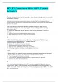 NCLEX Questions With 100&percnt; Correct Answers