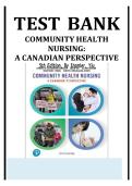 Community Health Nursing A Canadian Perspective 5th Edition Test Bank &ndash; Stamler & Yiu &ndash; Complete All Chapters &ndash; Verified Answers