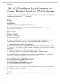 Bio 152 Final Exam Study Questions with Correct Detailed Solutions 2025 Graded A&plus;