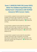 Exam 1&colon; NUR230&sol; NUR 230 &lpar;Latest 2025&sol; 2026&rpar; The Childbearing&sol;Child Caring Family Exam 1&vert; Questions with Verified Answers&vert; 100&percnt; Correct- Galen&period;