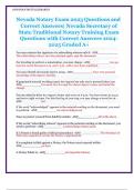 Nevada Notary Exam 2023 Questions and Correct Answers 2024&sol;2025 Updated Version&vert; Nevada Secretary of State Traditional Notary Training Exam Questions with Correct Answers Graded A&plus;