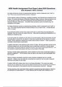 HESI Health Assignment Final Exam Latest 2025 Questions and Answers 100&percnt; Correct