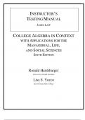 Test Bank - College Algebra in Context with Applications for the Managerial, Life, and Social Sciences, 6th edition by Ronald J. Harshbarger, Chapter 1-8