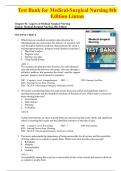 Test Bank &ndash; Medical-Surgical Nursing&comma; 8th Edition Author&colon; Mary Ann Linton Edition&colon; 8th Edition for 2026&sol;2027&comma; medical-surgical nursing exam prep &vert; Verified Q&A &vert; 100&percnt; Correct &vert; 2026&sol;2027 &vert; A&plus; Guaranteed&period;