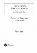 Instructor's Solution  Manual for Algebra for College Students 8th Edition by Robert Blitzer&comma; Chapter 1-8 &vert; All Chapters