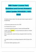 DMV Dealer License Test &vert; Questions and Correct Answers &vert; Latest Update 2024&sol;2025 &vert; 100&percnt; PASS