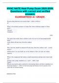 HVAC NATE Heat Pump Exam 2025-2026&period; Questions with correct and verified answers&period; GUARANTEED A&plus; GRADE&period;