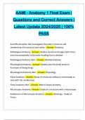 AAMI - Anatomy 1 Final Exam &vert; Questions and Correct Answers &vert; Latest Update 2024&sol;2025 &vert; 100&percnt; PASS