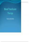 Blood Transfusion therapy  VERIFIED NOTES  GUARANTEED PASS 2025