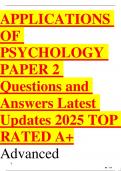 APPLICATIONS OF PSYCHOLOGY PAPER 2 Questions and Answers Latest Updates 2025 TOP RATED A&plus;