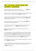 MKT 340 QUIZ 8 QUESTIONS AND  CORRECT ANSWERS 