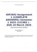 IOP2602 Assignment 1 &lpar;COMPLETE ANSWERS&rpar; Semester 1 2025 &lpar;151985 &rpar; - DUE 19 March 2025&semi; 100&percnt; TRUSTED Complete&comma; trusted solutions and explanations&period;&period; Ensure your success with us&period;&period;&period;&period;