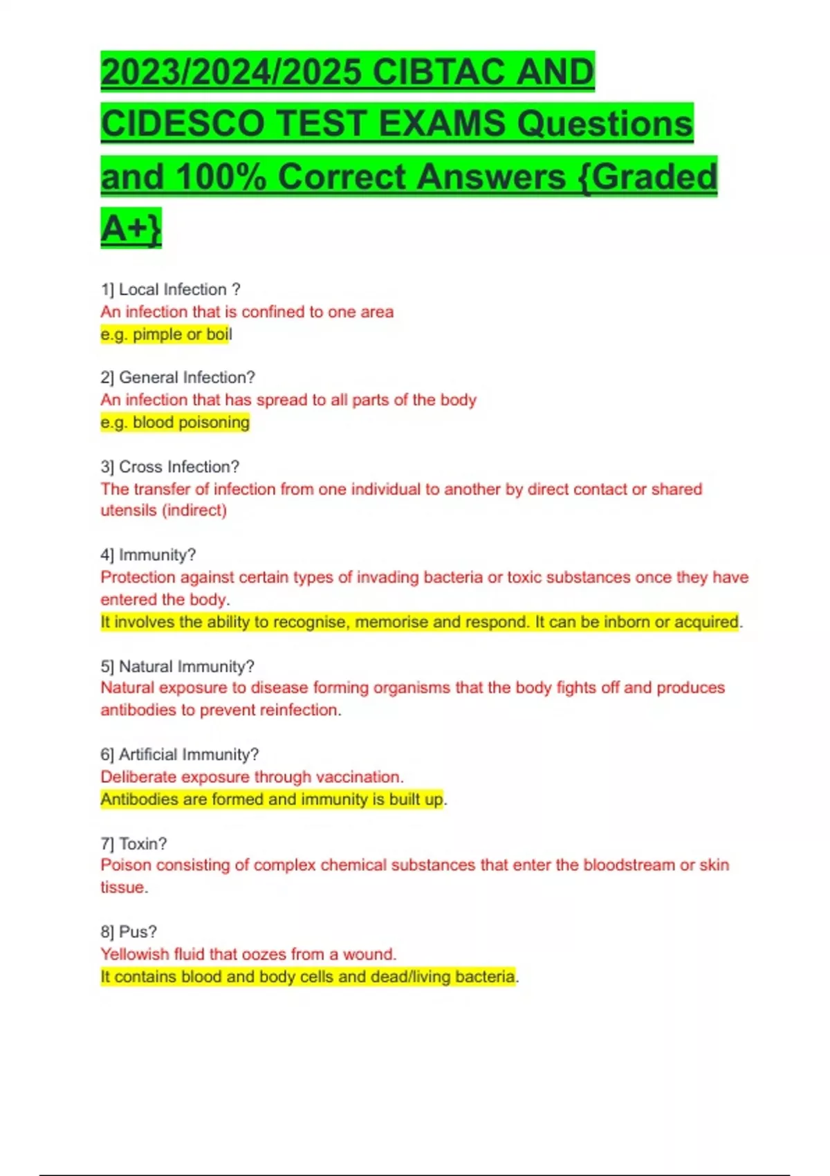 2023/2024/2025 CIBTAC AND CIDESCO TEST EXAMS Questions and 100% Correct ...