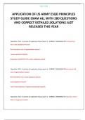 APPLICATION OF US ARMY ESQD PRINCIPLES STUDY GUIDE EXAM ALL WITH 280 QUESTIONS AND CORRECT DETAILED SOLUTIONS JUST RELEASED THIS YEAR