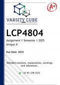 LCP4804 Assignment 1 &lpar;DETAILED ANSWERS&rpar; Semester 1 2025 - DISTINCTION GUARANTEED