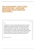 PRE-ASSESSMENT&colon; AWS CLOUD ARCHITECTURE - D319 WGU QUESTIONS WITH COMPLETE SOLUTIONS&excl;&excl;