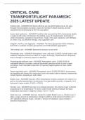CRITICAL CARE TRANSPORT&sol;FLIGHT PARAMEDIC 2025 LATEST UPDATE