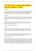 TN CRITICAL CARE PARAMEDIC EXAM CORRECT 100&percnt;