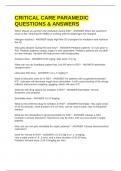 CRITICAL CARE PARAMEDIC QUESTIONS & ANSWERS