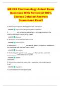 NR 293 Pharmacology Actual Exam  Questions With Reviewed 100&percnt;  Correct Detailed Answers  Guaranteed Pass&excl;&excl; 