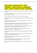 WALMART FOOD&sol;SAFETY TEST CORRECT QUESTIONS & ANSWERS 2025 LATEST UPDATE 100&percnt; VERIFIED
