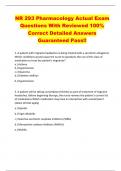 NR 293 Pharmacology Actual Exam  Questions With Reviewed 100&percnt;  Correct Detailed Answers  Guaranteed Pass&excl;&excl;