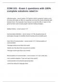 COM 101 - Exam 1 questions with 100&percnt; complete solutions rated A&plus;